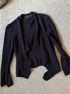 Zara Black Waterfall Draped Blazer